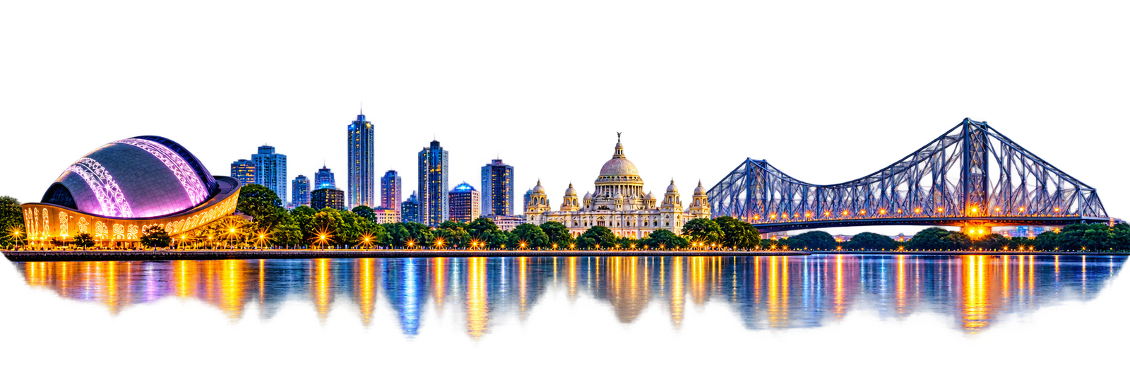 Kolkata skyline with Howrah Bridge