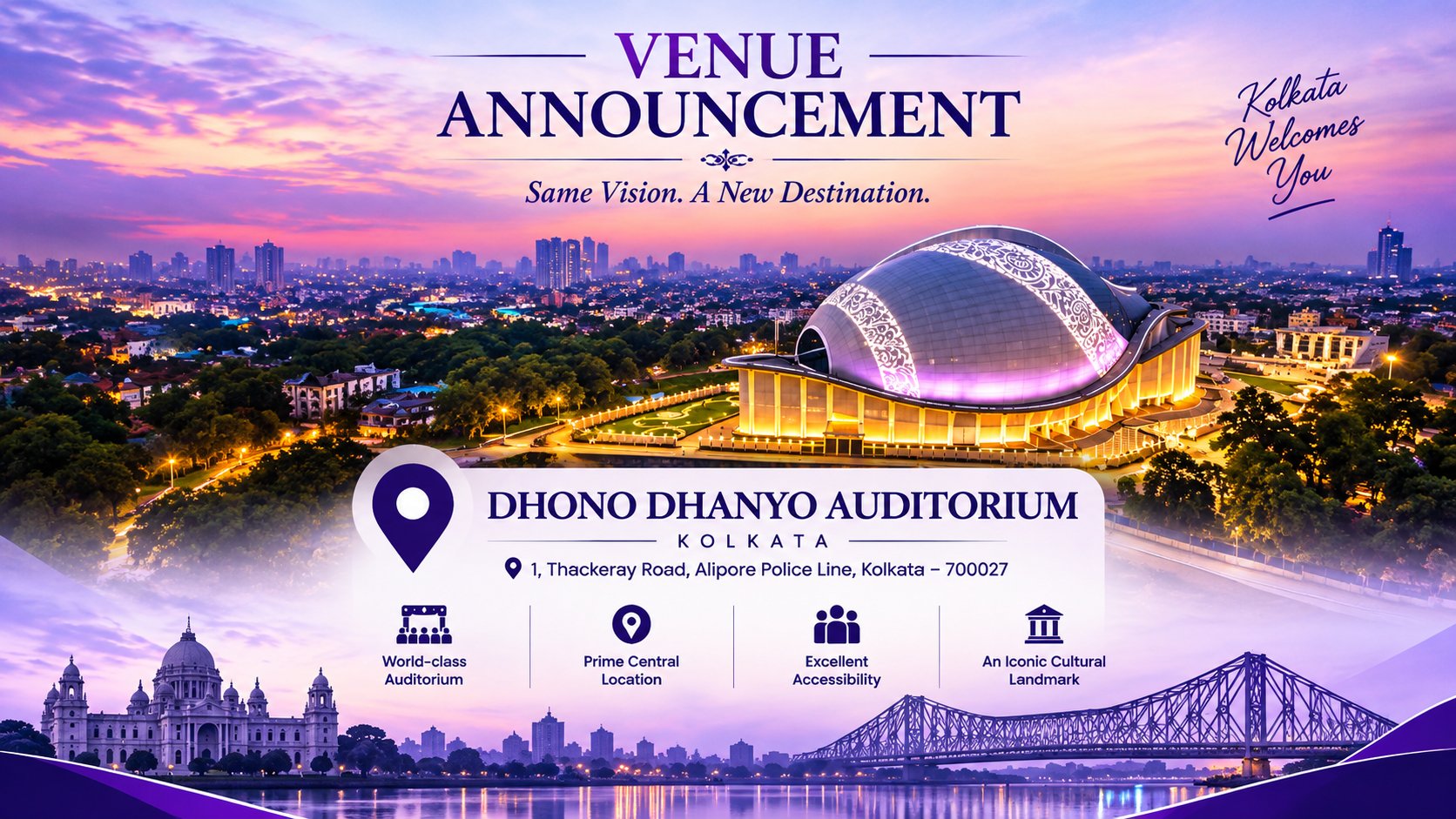 Dhono Dhanyo Auditorium Kolkata venue announcement
